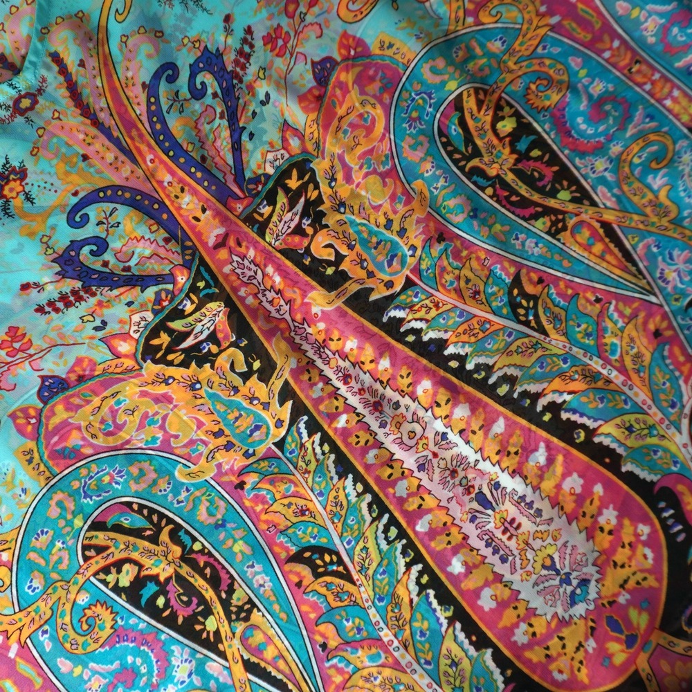 Lane Bryant Kaftan Top Turquoise Pink Plus 2X 3X Paisley Sheer Poncho Blouse - Picture 5 of 7